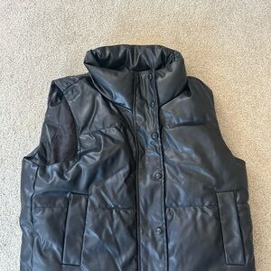 Leather puffer vest